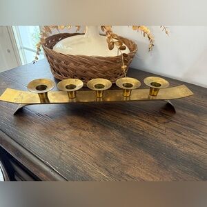Vintage Brass Candlestick holder, 5 candle holder